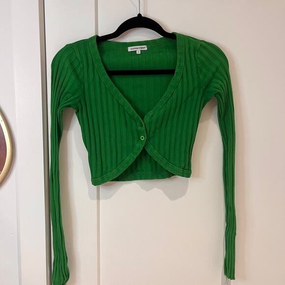Cotton Citizen Kelly Green Capri Crop Cardigan Sweater Size Small - Picture 2 of 9